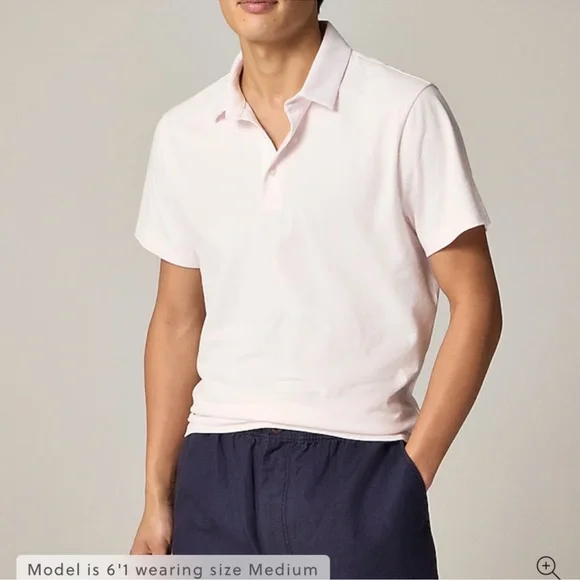 J.Crew Sueded cotton polo shirt Shell Pink - Picture 1 of 6